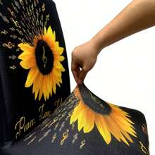 1 Pieza Cubierta De Silla De Girasol, Estilo Casual, Funda Removible Y Lavable De Silla De Comedor Elástica Impresa En Seda De Leche, Adecuada Para Restaurante, Hotel, Ceremonia, Decoración Navideña Y De Festivales