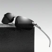 1pc Men's Semi-Rimless Sunglasses Simple Design For Cycling And Drive In Day & Night, And Fishing Night Vision Glasses As Couples' Gifts - Multicolor - View 8