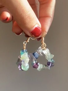 1對天然螢石耳環 - 彩色的 - 查看 2