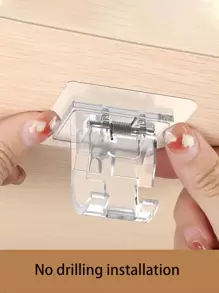 2pcs Holders For Door Curtain Rod Or Window Curtain Rod Without Drilling, Strong Buckle Clamping Rod, Expandable Bracket, Adhesive Support Clip Home Bathroom Decor Fall Decor Bathroom Accessories Back To School - Clear - View 5