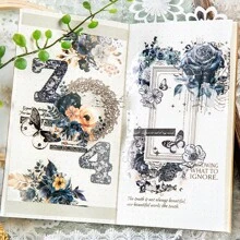 30入組蕾絲,花朵,數字主題寵物裝飾貼紙,適用於日誌,剪貼簿,diy手工藝及文具創意 - 藏蓝色 - 查看 4