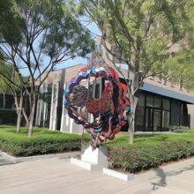 1pc Colorful Metal Iron Wind Spinner For Outdoor Garden Decoration 3d Kinetic Windmill Crafts - Multicolor - View 2