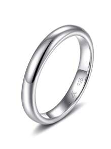 Nhẫn bề mặt sáng bóng bạc S925 - Bạc - Xem 1