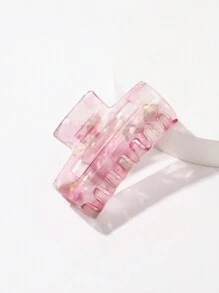 1 件裝女式夢幻粉紅方形髮夾 - 粉色 - 查看 1
