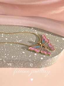 Ficcino交響曲蝴蝶鍍金油滴墜飾珠寶,鈦鋼鍍金女款項鍊,蛇骨鏈,日常百搭鎖骨鏈,節日禮物盒裝 - 35n - 查看 4