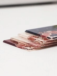 1pc 15cm Vintage Acrylic Ruler With Romantic Rose Pattern For Students, Stationery, Art Drawing,Rulers - Baby Pink - View 3