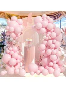 55 Peças Kit de Arco e Guirlanda de Balões de Látex Rosa Sólido para Decoração de Cenário para Festa de Noivado, Casamento, Aniversário, Aniversário, Festa Interna