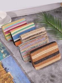 1pc Multicolor 2023 New Arrived Women's Wallet, Casual Braided Double Zipper Short Purse, Large Capacity Handheld Bag, Retro & High-End - Multicolor - View 9