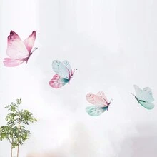 1pc Hand Painted Multiple Colors Butterfly Self-Adhesive Wall Sticker For Living Room, Bedroom, Corridor Background Decoration - Multicolor - View 1