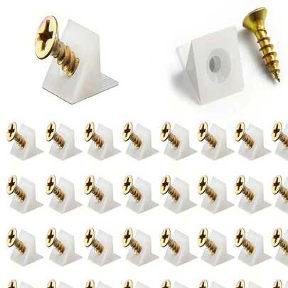 50 件修補楔子,恢復下垂的抽屜、底部和家具櫃,帶有 90 度塑膠角碼支架、緊固件和螺絲