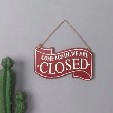 咖啡店裝飾用復古木質雙面箭頭招牌,歐式房屋頭飾,家居牆壁裝飾小掛板 - 米色 - 查看 1