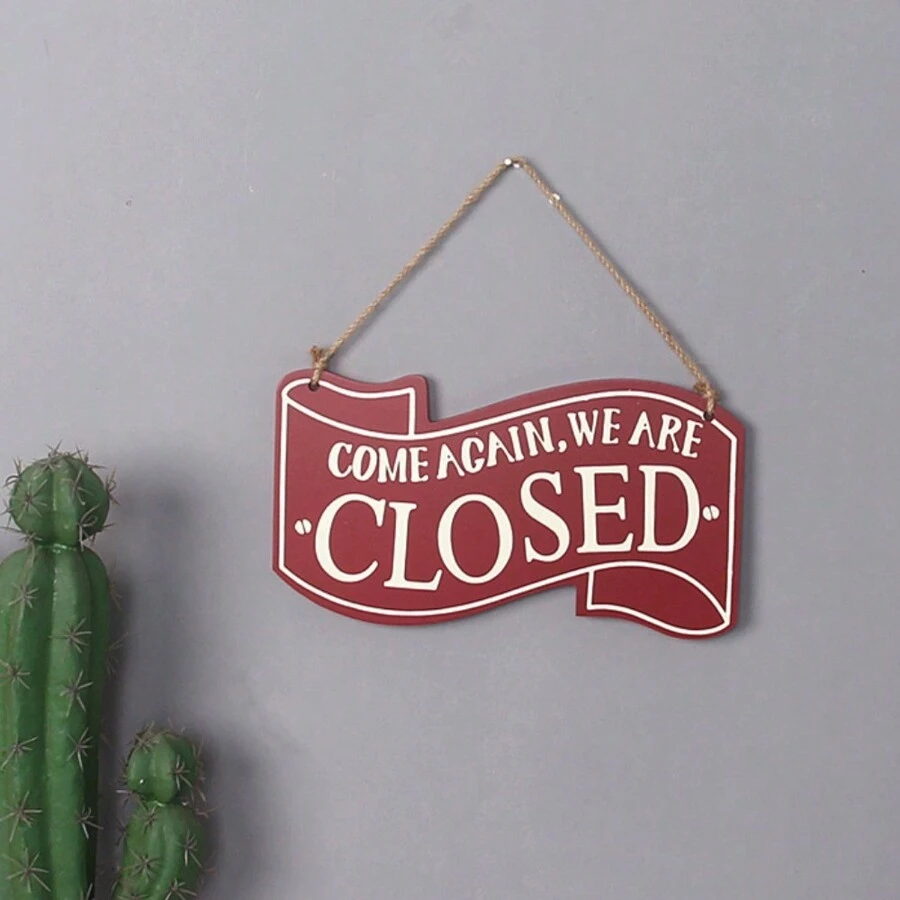 咖啡店裝飾用復古木質雙面箭頭招牌,歐式房屋頭飾,家居牆壁裝飾小掛板 - 米色 - 查看 1