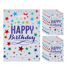 10pcs 6.7*9.8in Birthday Party Gift Bags, Candy Snack Handbags - White - View 2
