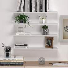 Deliquadros Straight Shelf Set Invisible Support 4 Pieces Decorative Minimalist MDF Display Stand - 白色 - 查看 2