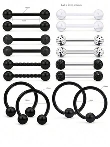 16 Piezas Barras De Pezón Anillos De Barra De Perforación Del Pezón De Acero Inoxidable Anillos De Lengua Cubic Zirconia Minorista De Pezón Joyería De Piercings Corporales 14 Gauge