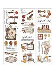 Waka Waka 1包/6入組透明復古手帳貼紙 - 棕色 - 查看 1