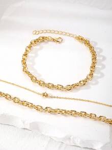 1入組女性多層頸鏈和手鐲套裝,時尚派對珠寶禮物 - 星星 - 查看 3