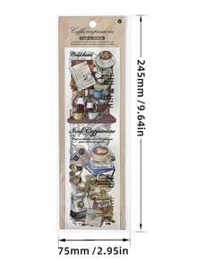 Waka Waka 1pack 6pcs Transparent Vintage Style Scrapbook Stickers - Brown - View 2
