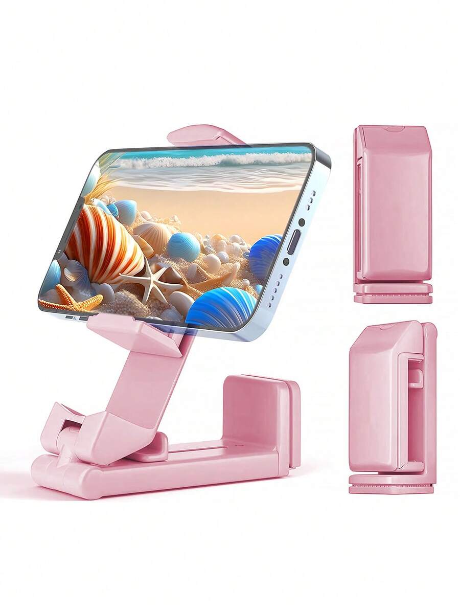Pink 360 Degree Rotatable Multifunctional Foldable Stretchable Phone Stand - Pink - View 1