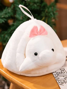 16cm 可愛小企鵝/小鯨魚/小北極熊毛絨玩具背包鑰匙扣配件,軟綿填充動物毛絨玩具帶有雪洞房子白色毛絨玩具,適合作為禮物、家飾、派對禮品、復活節和情人節等節日贈送。 - 白色粉紅色 - 查看 5