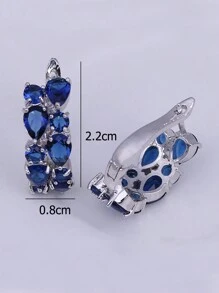 1 đôi Tuyệt đẹp Xanh Trắng Khối Zirconia  Thanh lịch Hợp thời Trang trí tròn Hoa tai Sang trọng Buổi tiệc Đồ trang sức Đối với phụ nữ - Màu xanh lam - Xem 5