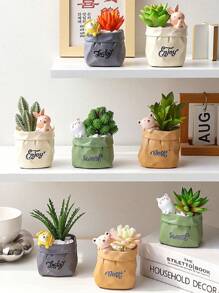 1只討喜的動物造型筆筒,適用於家庭和辦公室擺設裝飾,新奇有趣的禮物 - 彩色 - 查看 2