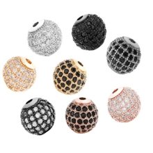 3pcs/Set Brass Cubic Zirconia Spacer Beads With Embedded Small Beads For Diy Bracelet, Necklace Pendants, Jewelry Making Accessories - White Zirconium-platinum - View 1