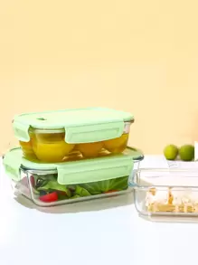 1入特製玻璃冰箱微波爐午餐盒，家居廚房保鮮便當盒學生餐盒網紅餐盒