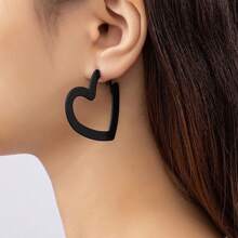 1pair Fashionable Simple Creative Metallic Cute Heart Shaped Earrings - Heart - View 11