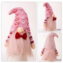 1入粉色情人節毛絨玩具心形和蝴蝶結裝飾人偶,用於製作情人節禮物、婚禮場景佈置、家居展示、情人節禮物 - 彩色 - 查看 5