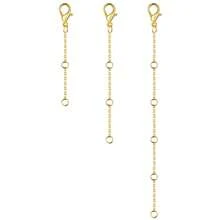 3Pcs Golden Stainless Steel Necklace Extender Chain Necklace Extenders Tail Chains For Bracelet Anklet Stainless Steel Chain Extenders For Jewelry Making