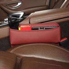 1pc Car Seat Gap Storage Box Made Of Pu Leather, Space-Saving Multi-Functional Car Interior Organizer - Beige - View 9