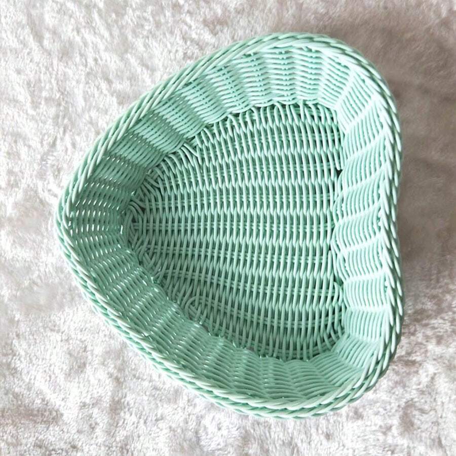 1pc Handmade Woven Storage Basket For Desk Organizer And Household Items Storage - Green - View 1
