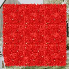 Wedding Background Decoration Artificial Plastic Roses & Hydrangeas Flower Wall Pink Color, Wedding Arch - Red - View 2