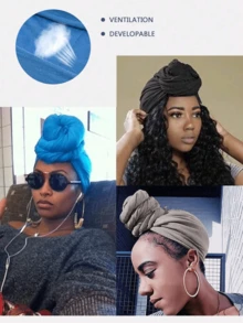 Z.H.A 1入女性波西米亞風彈性頭帶帽_tw - 黑色 - 查看 2