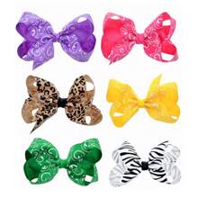 2 件裝 3.9 英寸髮蝴蝶結時尚兒童髮蝴蝶結帶夾子適合節日 - 彩色 - 查看 1