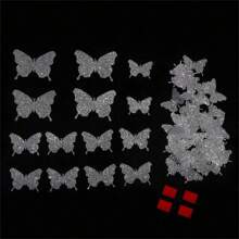 48入組蝴蝶貼紙,三維牆貼,適用於家居、房間、商店櫥窗、玻璃門裝飾 - 銀色 - 查看 1