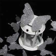 48入組蝴蝶貼紙,三維牆貼,適用於家居、房間、商店櫥窗、玻璃門裝飾 - 銀色 - 查看 9