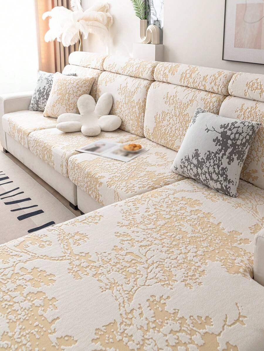 1個彈性伸展沙發套,適用於1-4座l型沙發座椅和靠背套 - 米色 - 查看 1