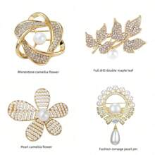 具有防滑功能時尚獨特的女士胸針，裝飾有人造珍珠，精美禮物 - 彩色 - 查看 1