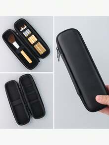 1個黑色多功能收納盒文具袋化妝包耳機包pu筆袋 - 黑色 - 查看 3