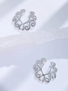 1 Pair Of Vintage Lace Breast Clips - Silver - View 2