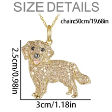 1Pc Cute Golden Retriever Shining Rhinestone Pet Pendant Necklace Exquisite Dog Animal Jewelry Accessories Dog Lovers For Gift - Gold - View 4