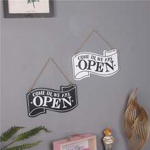 咖啡店裝飾用復古木質雙面箭頭招牌,歐式房屋頭飾,家居牆壁裝飾小掛板 - 米色 - 查看 4