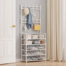 Combinación De Estante Para Zapatos Y Perchero Simple Y Funcional, Gabinete De Almacenamiento Multiusos, Sombrero Y Zapatos, Estante De Almacenamiento De Múltiples Capas Para La Entrada Del Hogar - Negro - Ver 8