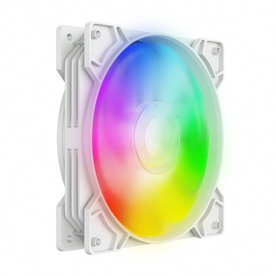 Ventilador De Caja De Computadora Rgb De 120 Mm, Refrigerador De Cpu De Pc Silencioso De 4 Pines Con Sincronización De Led, Enfriador Para Juegos - Blanco - Ver 1