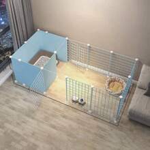 狗籠狗屋狗欄,為泰迪,柯基和小型犬設計,雙門室內隔離防護屏障 - 藍色 - 查看 4