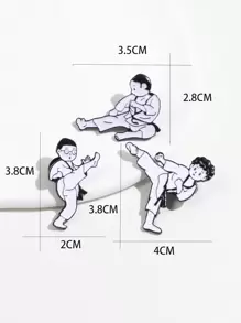3pcs Đúng mốt Đen & Trắng Hợp kim kẽm Enamel-Coated Taekwondo & Võ thuật Chuyển động Bộ Huy hiệu Đối với Quần áo , Cái túi , Áo len , Khăn quàng cổ Và Khác Vật trang trí Phụ kiện - Retro Cá nhân hóa Kim loại Ghim ve áo Cho bữa tiệc Và Làm Việc  Món quà , Thích hợp Đối với Nam / Của phụ nữ Sử dụng hàng ngày - Đen và trắng - Xem 3