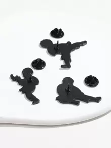 3pcs Đúng mốt Đen & Trắng Hợp kim kẽm Enamel-Coated Taekwondo & Võ thuật Chuyển động Bộ Huy hiệu Đối với Quần áo , Cái túi , Áo len , Khăn quàng cổ Và Khác Vật trang trí Phụ kiện - Retro Cá nhân hóa Kim loại Ghim ve áo Cho bữa tiệc Và Làm Việc  Món quà , Thích hợp Đối với Nam / Của phụ nữ Sử dụng hàng ngày - Đen và trắng - Xem 5