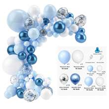 110入組馬卡龍藍色氣球套裝,適用於生日、派對、舞會、主題裝飾 - 藍白色 - 查看 5